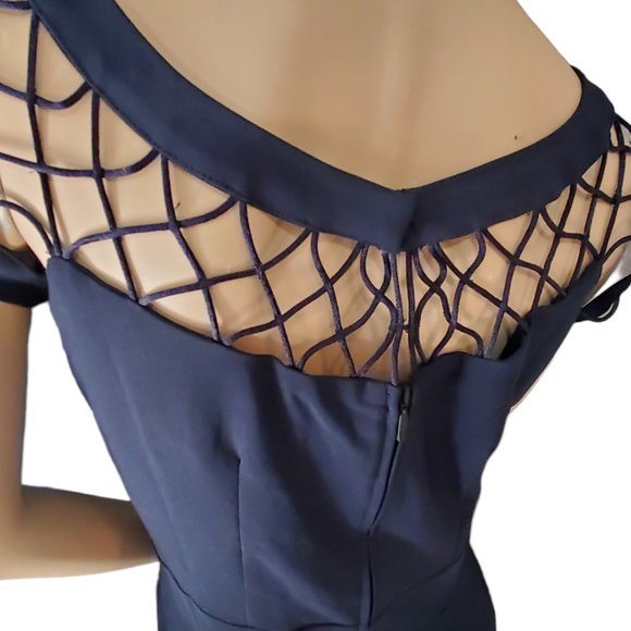 Tatyana Black Dress with Mesh Detail - Picture 12 of 12